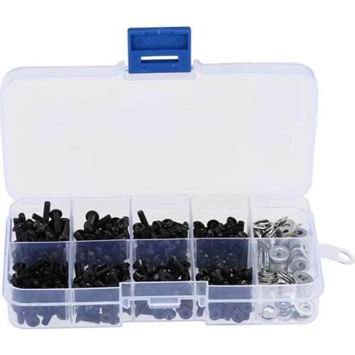 340pcs Flat / Round Head Screws High-strength M3 Screw Kit For HSP RC Car Assortment Gaskets Repair Tool for Vehicle Mechanics