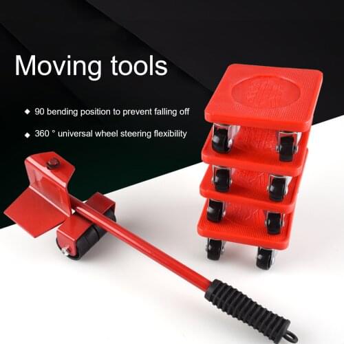 5Pcs Furniture Lifter Sliders Kit Furniture Roller Move Tool Wheel Bar Mover Device Lifting System Tools For Home