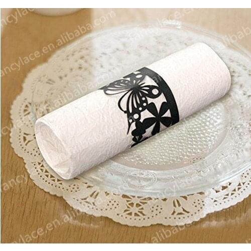 50pcs Laser Cut Flowers Butterfly Paper Craft Napkin Rings Party Serviette Table Decoration Accessories Banquet Dinner Decor