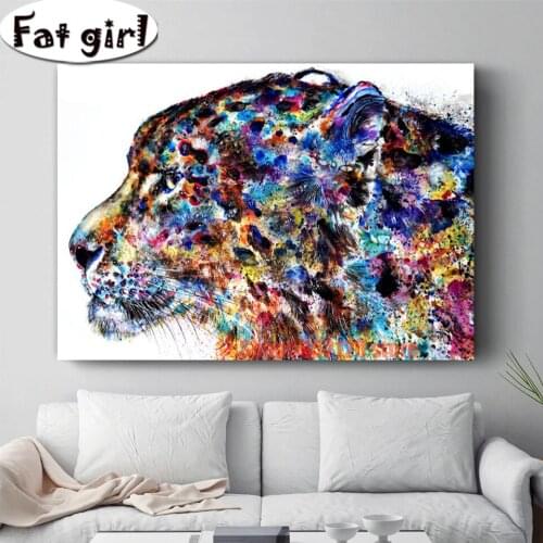 5D Diy Abstract Art Embroidery Diamond Painting Painted Leopard Cross Stitch Mosaic Handmade Gift Decoration Square Round Drill