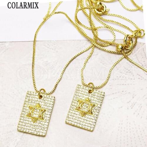 6 Pcs Gold Rectangle star shape pendants necklace Boxes chain simple jewelry necklace wholesale women jewelry gift 7336