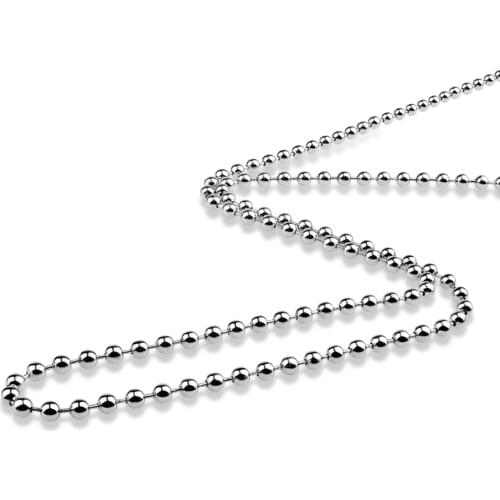 100% 925 sterling silver necklace Woman round bead chain pendant bead chain bare chain 2MM 18 to 24 inches chain wholesale