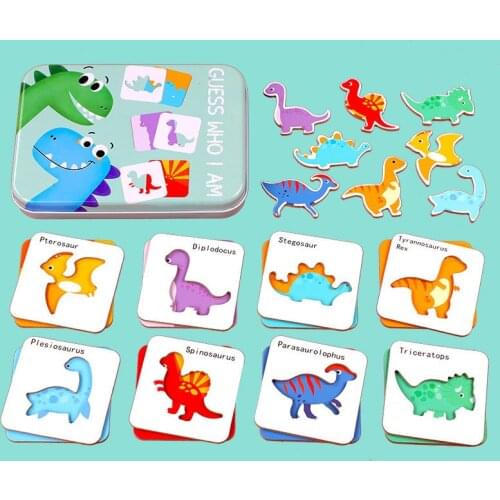 Kids Cognitive Puzzles Toy Toddler Matching Game Iron Box Cards Vehicl Fruit Animal Montessori Education Puzzles Flashcards Toys