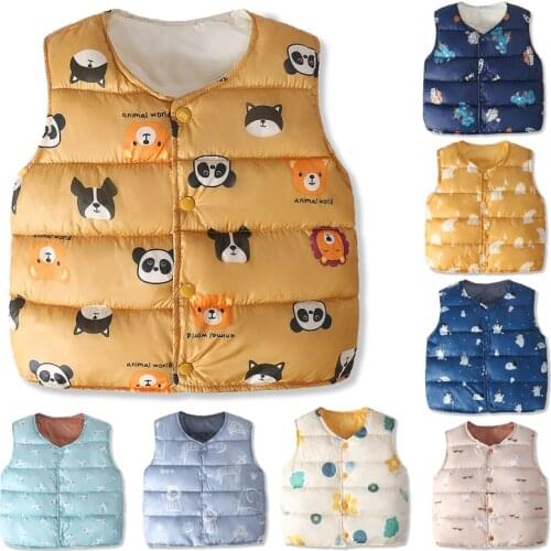 Kids Girls Waistcoat Winter Children Vests Down Cotton Warm Vest Baby Girls Sweet Floral Outerwear 1-5 Y DS39