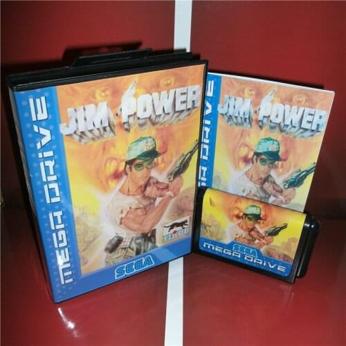 Jim Power EU Cover with box and manual For Sega Megadrive Genesis Video Game Console 16 bit card