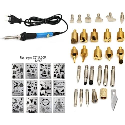 Electric Soldering Iron Carving with DIY Drawing Template Soldering Iron Head Used for Wood Grain Trademark Leather Tools
