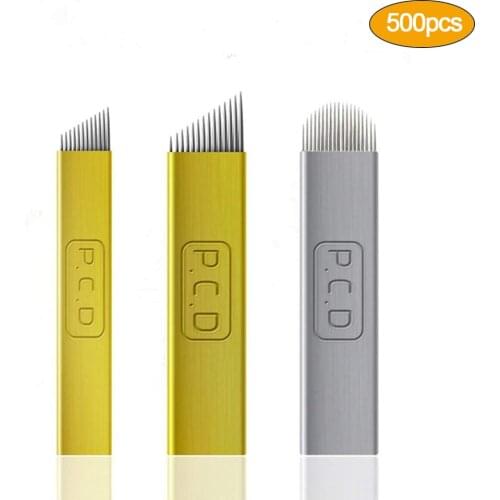 Microblading Needles Hard Permanent Makeup Manual Eyebrow Tattoo Needle Microblading Blades 12 14 19 PCD Needles for Brows