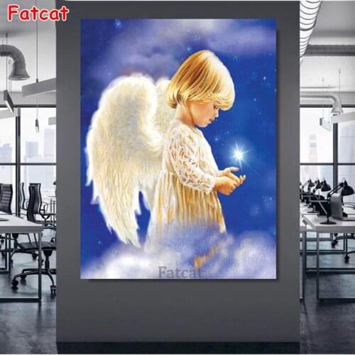 Cute angel girl diamond embroidery 3d picture diamond painting full round，square diamond mosaic cross stitch cartoon art PP2034