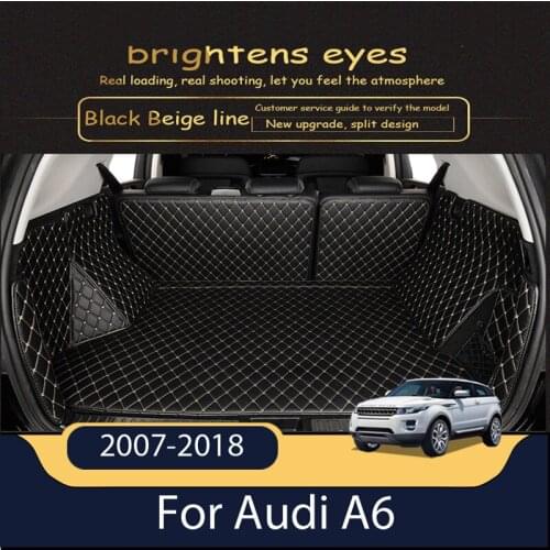 Custom Leather Car Trunk Mats For Audi A6 2007-2018 AvantWagon Rear Trunk Floor Mat Tray Carpet Mud