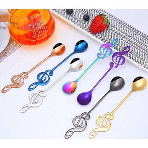 Creative Symphony Stainless Steel Spoon Musical Note Coffee Spoon Mixing Spoon Titanium Plated Music Symbol Ice Cream Spoon
