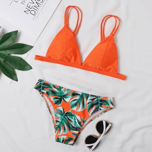Swimsuit Womens 2021 Sexy Bikini High Waist Swimwear Print Bathing Suit Brazil Push Up Cupshe Bra Panty Summer Orange Swimming