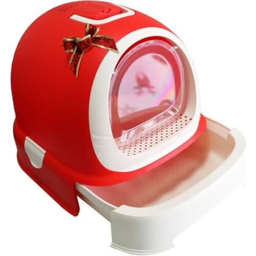 Cat Litter Box Reduces Litter Tracking Odor Large Cat Litter Box Hooded Litter Tray Kitten Toilet Well Designed Space Efficient