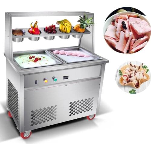 220V 110V Fried Ice Cream Machine Commercial High Quality Fried Smoothie Fried Yogurt Roll Machine 1800W