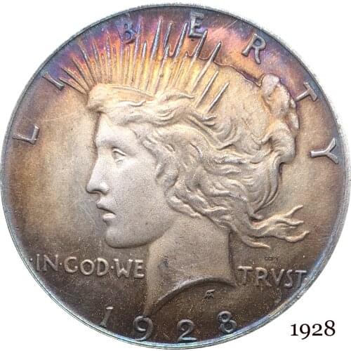 United States Of America US 1928 Liberty Coin In God We Trust 1 One Peace Dollar Cupronickel Silver Plated Copy Coins