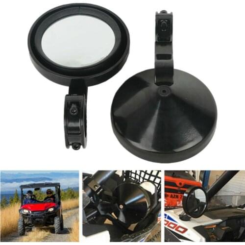 Motorcycle 1.75" Aluminum Side Mirrors Round 5" For Polaris RZR Ranger UTV Sand Golf Car TC