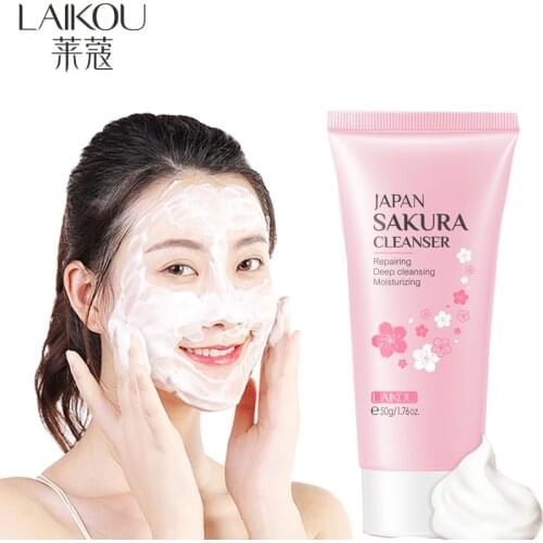 LAlKOU Sakura Gentle Cleansing Facial Cleanser Facial Scrub Cleansing Acne Oil Control Blackhead Remover Shrink Pores Skin Care