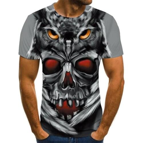 New hot sale in 2021, 3D mens T-shirt, gentleman style design, funny skull portrait; short sleeves, summer fashion, handsome ma