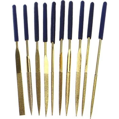 New 10Pcs Titanium Diamond Coating Needle Flat File Set Metal Working Craft Tool Dropshipping