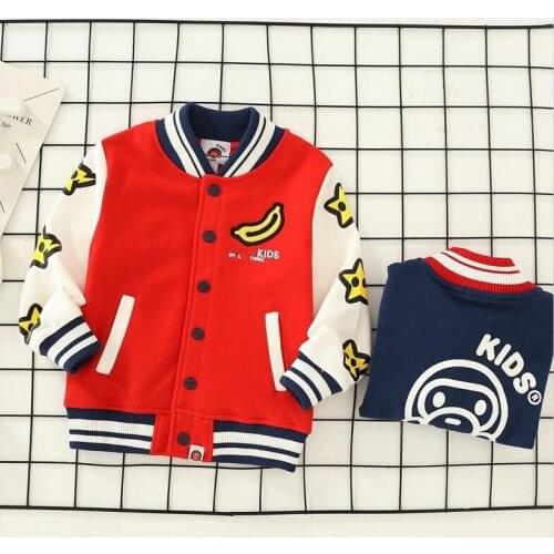 New Kids Boy Girls Cartoon Banana Hoodie Tops Sweatershirt Star Sleeve Baseball Jacket Hip Hop Style Coats