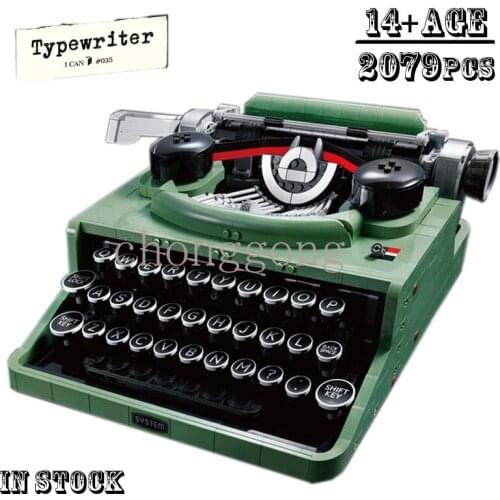 New Creative vintage typewriter Keyboard Assembly Toy Model fit 21327 for Children Educational Building Blocks Birthday Gift