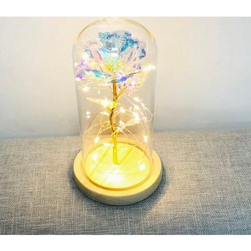 New Rose In Flask Beauty And The Beast Gold-Plated Red Rose In Glass Dome For Valentine Mothers Day Birthday Gift Wedding Decor