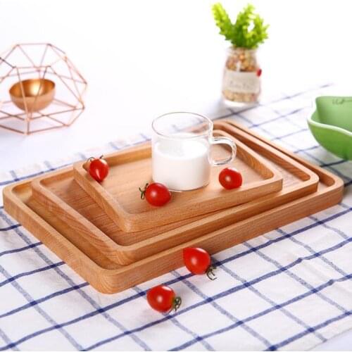 New Japanese Wooden DIY Craft Breakfast Snack Bread Wood Plates Creative Square Tea Tray Western Food Table Dish SN758