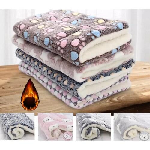 Pet Blanket Dog Bed Cat Mat Pad Soft Flannel Winter Thick Warm Sleeping Cushion Bed for Small Medium Dog Puppy Cat Pet Supplies