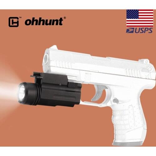 Ohhunt Hunting Tactical LED Flashlight White Light 150 lumens Quick Release Picatinny Rail Mount with Ambidextrous Sliding On/Of