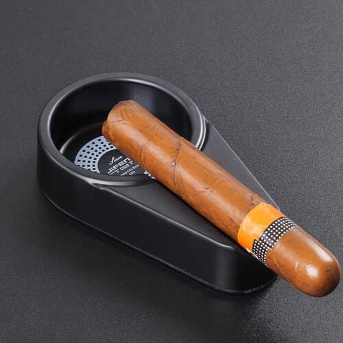 1pc Cigar Ashtray Gadgets Ceramic Melamine Single Cigar Holder Round Ash Slot Tobacco Cigarette Ashtray Gift Box