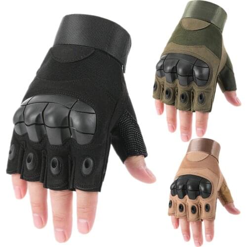 Rubber Knuckle Fingerless Tactical Gloves Men Military Paintball Airsoft Outdoor Climbing Riding Army Male Half Finger Gloves