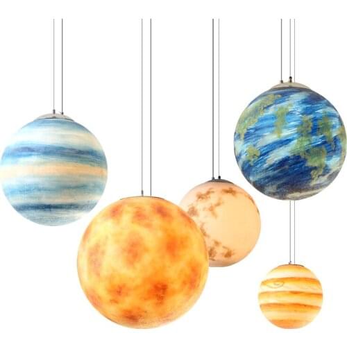 Planet Pendant Lights Moon Sun Model Restaurant Bedroom Foyer Decoration Droplight Couture Kids Room Resin 3D Printing Pattern