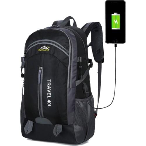 40 L Hiking Climbing Backpack With USB Charging Port Men Women Travel Outdoor Bags Waterproof Sport Pack 2021 mochila masculina