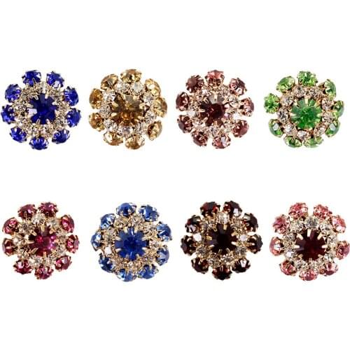 30piece Crystal Gold Tone Mushroom Button Diamond Shank Button Coat Decorate Sewing Supplies for DIY Garment NK273