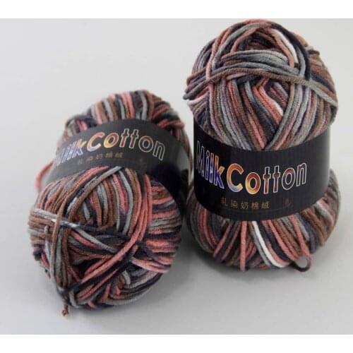 Sale 2ballsx50g Soft Cotton Baby New Hand-Dyed Wool Socks Scarf Knitting Yarn 2075-23-2 Dark Mixed color