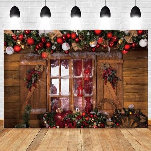 Yeele Christmas Backdrop Children Photography Wooden House Window Board Background Baby Photographic Photo Studio Photophone