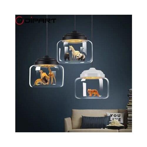 Modern Glass LED Pendant Lamps Lights Nordic Chandelier Postmodern Animal Bar Lamps Bedroom Dining Room Childrens Hanging Lamps