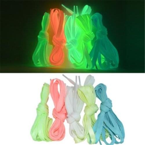 120cm Luminous Shoelaces Athletic Sport Flat Canvas Shoe Laces Glow In The Dark Night Color Fluorescent Shoelace Bootstrings