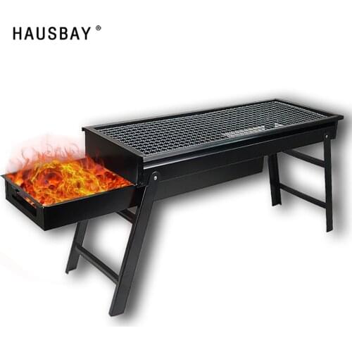 Outdoor Portable Stainless Steel Grill Charcoal Barbecue Tool Free Installation Handle Folding BBQ Cooking Grid For Home 1259