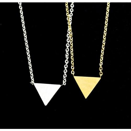 V Attract Stainless Steel Geometric Triangle Charm Necklace Gold Maxi Collier Vintage Jewelry Handmade Bijoux Femme