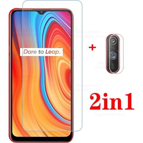 Realme c 3 glass 2in1 camera protectors for oppo realme realmi real mi c3 3c c 3 phone screen film cover realmec3 6.5'' fundas