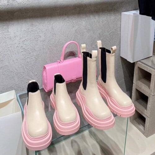 2021 Female Mid Calf Boots Platform Fashion Thick Sole Womens Warm Winter Fashion Boots Women Shoes