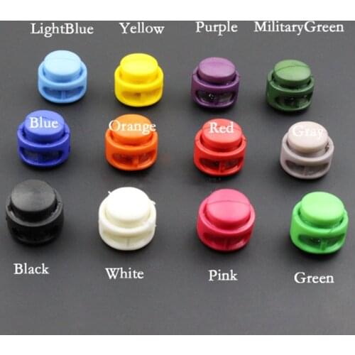 10pcs 16*17mm Multi Colors Plastic Paracord Cord Lock Clamp 2 Hole Toggle Clip Stopper Shoelace Cord Buckles Bag Parts Accessori