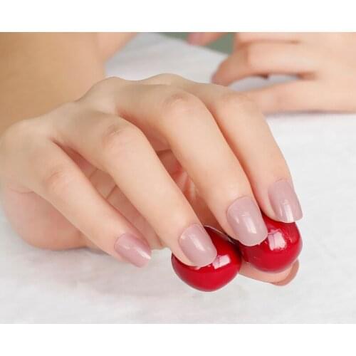 24pcs Short section explosion models cute candy colored hot buy fake fingernails Finished brown SN388