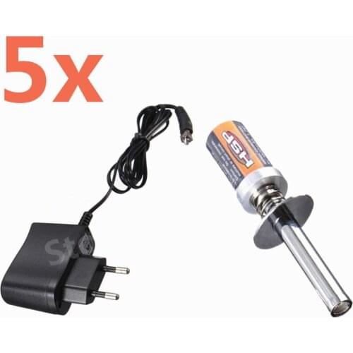 5Sets/Lot 1800mAh Rechargeable Glow Plug Igniter With charger 80231 For RC 1/10 Nitro Buggy Truck Tools Engine Parts HSP 80101