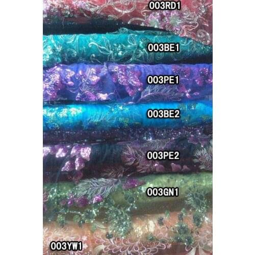 Free shipping flash sequin soluble lace fabric light purple embroidery blue hollow the stereo deress jacket blouse fabric