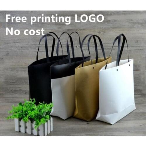 Free Printing Monochrome LOGO 100PCS/LOT 2019 New Style Paper Bag/Paper Gift Bag Packing Bag Accept Customized