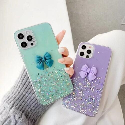 Glitter Bowknot Case for iPhone Xs 11 Pro MAX XR X 7 Plus 8 Plus 6s 6 Phone Cover For iPhone 12 Pro Max 12 Mini SE 2020