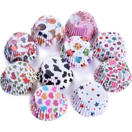 100pcs/lot Printed Cupcake Paper Cups Cupcake Liner Baking Muffin Cup Case Home Kitchen Cooking Supplies Cake Decorating Tools