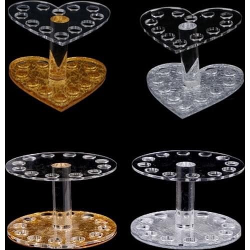 CHNRMJL 12 Holes Acrylic Nail Makeup Brush Holder Heart Round Shape Nail Art Pen Rest Holder Stand Display Carrier Storage Tips