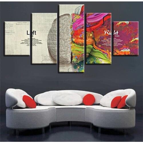 Embelish 5 Pieces Modern Home Decor Wall Art Pictures For Living Room HD Canvas Paintings Abstract Color Brain Frameworks